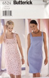 6524 BUTTERICK CLOSE FIT STRAIGHT SLEEVELESS DRESS LENGTHS PATTERN 12-16